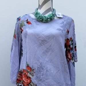 Formal Lavender Open Sleeve Floral Top